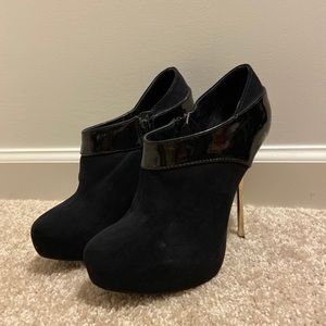 Black Booties with Gold Heel
